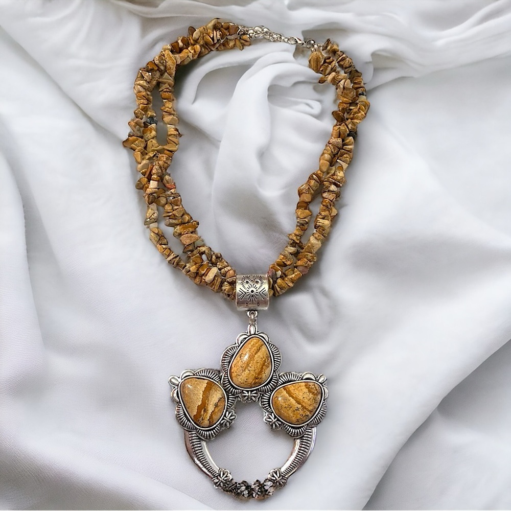 Bohemian Style Tumbled Gemstone Bead Chain Necklace